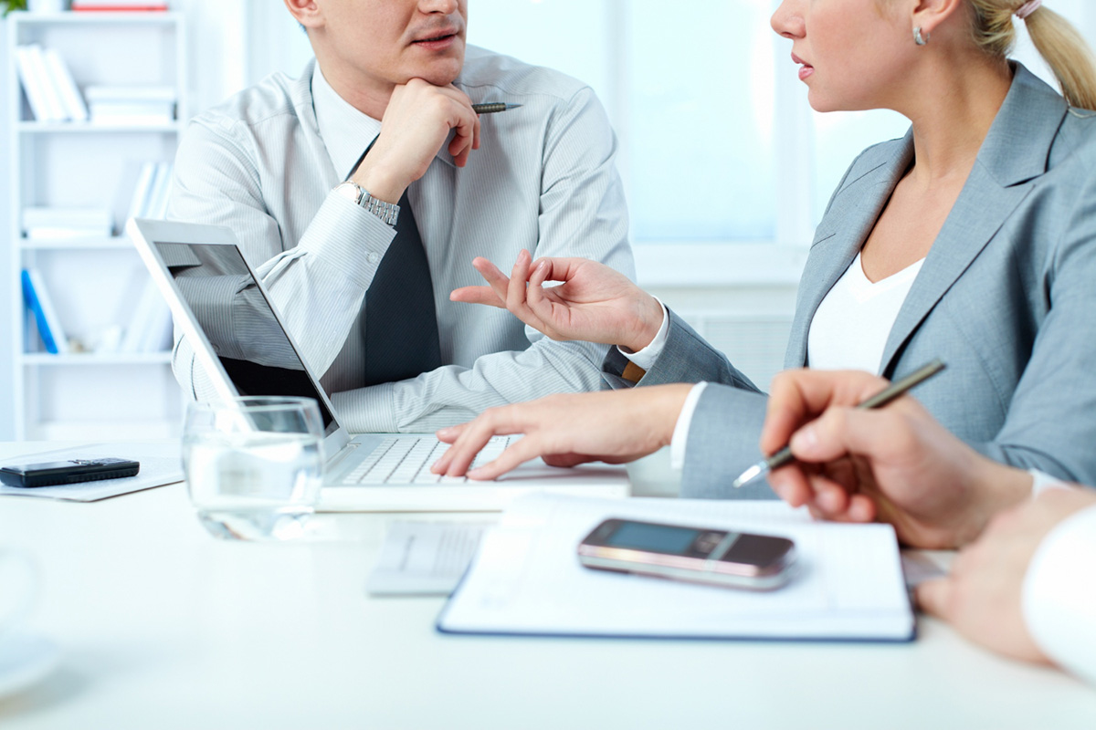 close up busy businesspeople