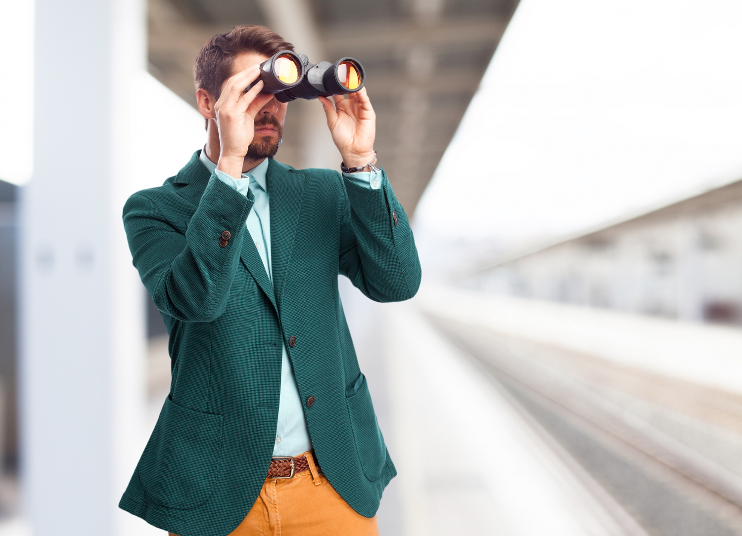 man with binoculars